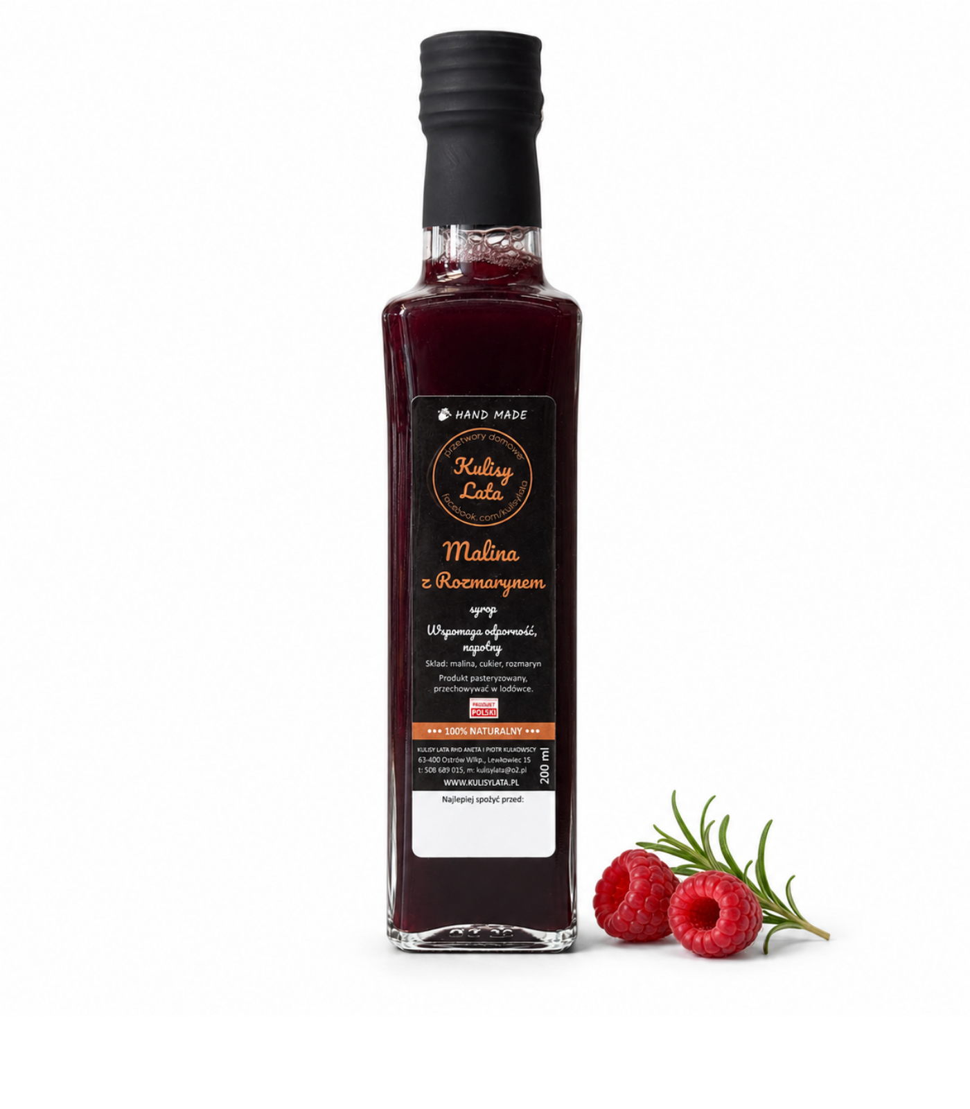 Syrop malinowy z rozmarynem premium