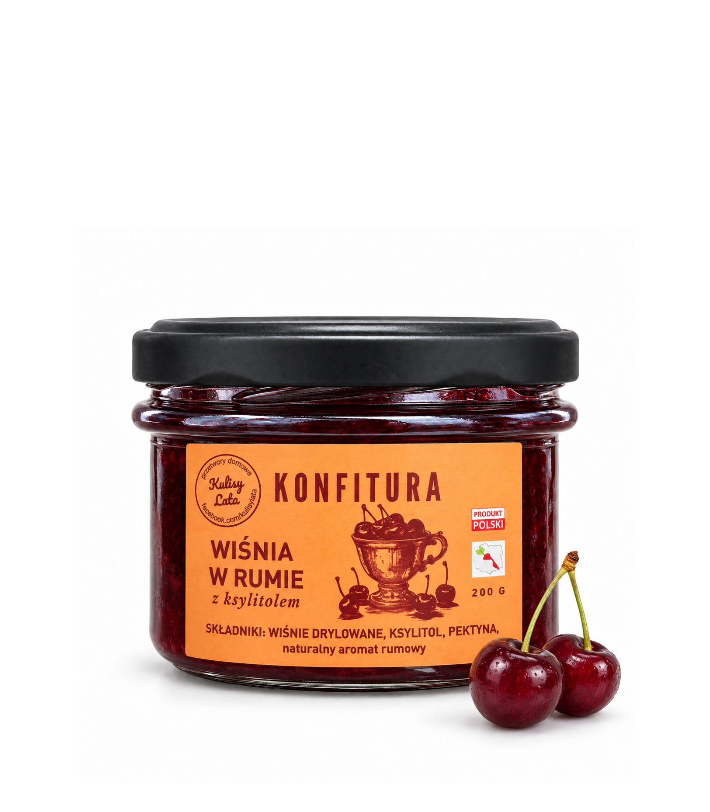 Konfitura Wiśnia w rumie z ksylitolem